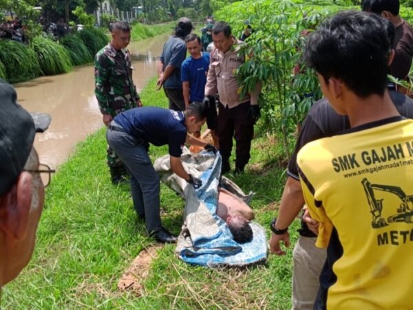Mayat Tanpa Identitas Ditemukan Mengambang di Saluran Irigasi Kota Metro
