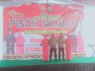 Pisah Sambut Kapolsek Bandar Sribawono Lama Iptu Romi Azhari Kepada Kapolsek Baru Iptu Yozi Rizal Kurnia