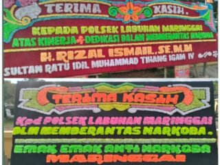 Usai Amankan 6 Pengedar Narkoba, Mapolsek Labuhan Maringgai Dipenuhi Papan Bungan