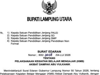 Tindak Lanjut SE Gubernur Lampung, Bupati Lampura Alihkan Aktivitas KBM Secara Daring